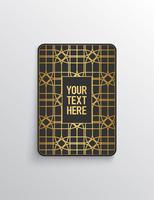 Elegant premium look. Dark gray card shape with golden pattern. Vector illustration.