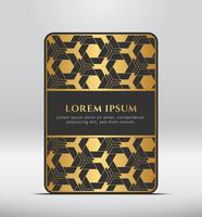 Elegant premium look. Dark gray card shape with golden pattern. Vector illustration.