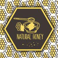 Vector de banners de miel natural. Bio conjunto dibujado a mano.