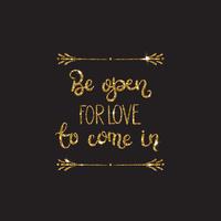 Romantic lettering with glitter. Golden sparkles vector