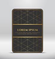 Elegant premium look. Dark gray card shape with golden pattern. Vector illustration.