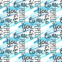 Romantic quote seamless pattern. Love text for valentine day. Greeting card design. Watercolor background isolated on white. vector