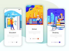 Set of onboarding screens user interface kit for Education, School, Studying vector