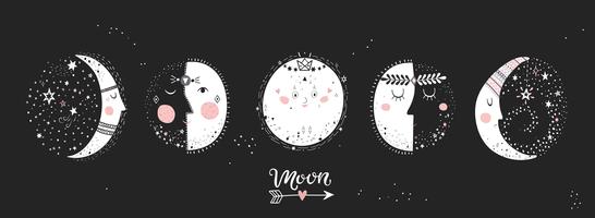 5 etapas de la luna. vector