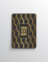 Elegant premium look. Dark gray card shape with golden pattern. Vector illustration.