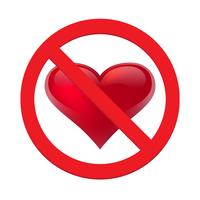 Ban amor corazón. Símbolo de prohibido y alto amor. vector