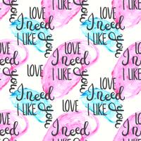 Romantic quote seamless pattern. Love text print for valentine day. Hand lettering typography design vector