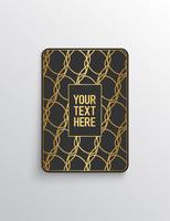 Elegant premium look. Dark gray card shape with golden pattern. Vector illustration.