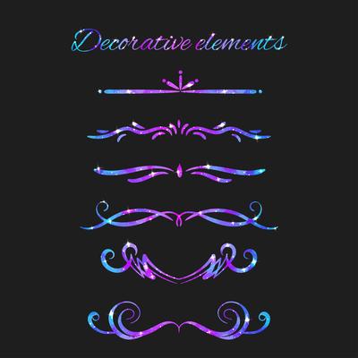 Vector Flourishes. Dividers Set. Hand Drawn Decorative Swirls