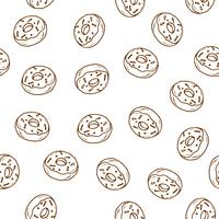 Hand drawn donut seamless pattern vector