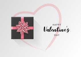 Valentines day vector background. Colorful wrapped gift box with ribbon. 