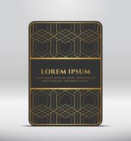 Elegant premium look. Dark gray card shape with golden pattern. Vector illustration.