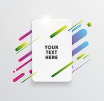 Vector background with paper card and abstract colorful shapes. Trendy neon lines and circles wallpaper in a modern material design style.