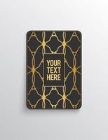 Elegant premium look. Dark gray card shape with golden pattern. Vector illustration.