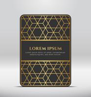 Elegant premium look. Dark gray card shape with golden pattern. Vector illustration.