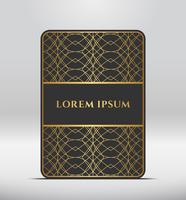 Elegant premium look. Dark gray card shape with golden pattern. Vector illustration.