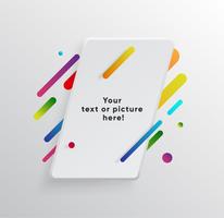 Fondo de vector con tarjeta de papel y formas abstractas de colores