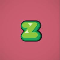 Green comic character from a fontset, vector illustration