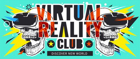 Virtual Reality Flyer with Skulls vector