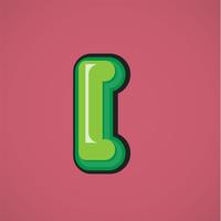 Green comic character from a fontset, vector illustration