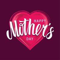 Happy Mother's Day Vector Lettering  on Heart Shape