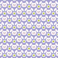 Easter bunny faces pattern on purple vector