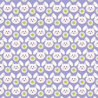 Easter bunny faces pattern on purple vector