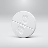 White pill on a grey background, realistic vector illustration