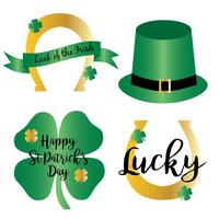 Saint Patricks day gradient icons with gold vector