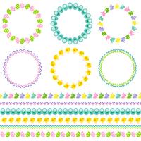 Easter circle frames and borders	 vector