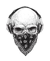 Skull with Headphones vector