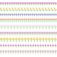 spring flowers border patterns vector