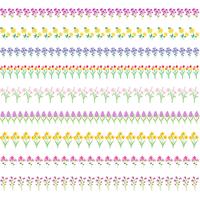 spring flowers border patterns vector