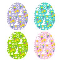 Easter eggs with cute bunny patterns vector