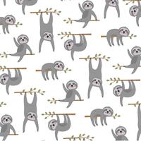 sloth pattern on white background vector