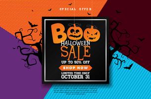 Boo, Halloween Sale banner illustration  vector