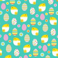 hatching Easter Chicks and eggs background pattern vector