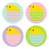 Easter chicks in patterned eggs vector