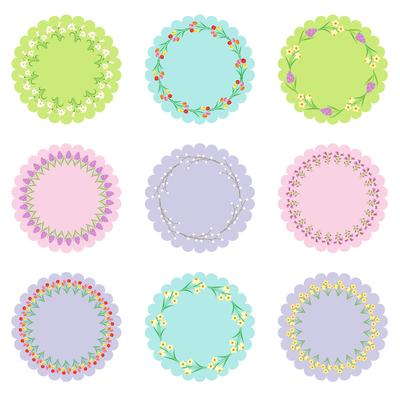 circle labels with flower frames