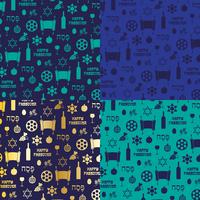 blue and gold Passover background patterns vector