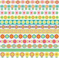 mod flower border patterns vector