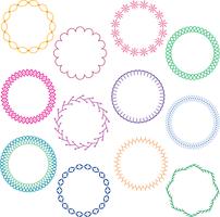 colorful stitched circle frames vector