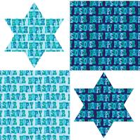 Passover typography patterns and Jewish stars vector
