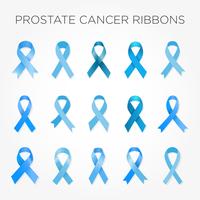 Set of blue ribbons against prostate cancer.	 vector