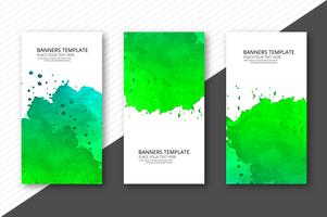 Beautiful soft watercolor headers set template vector