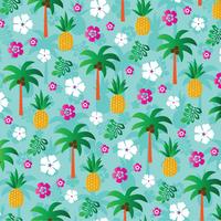 pineapple palm tree background pattern vector