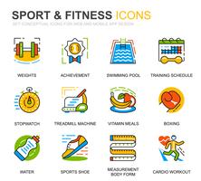 Sencillo conjunto de iconos de línea de deporte y fitness para aplicaciones web y móviles vector