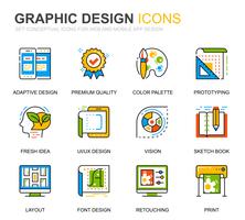 Conjunto sencillo de iconos de línea de diseño gráfico y web para aplicaciones web y móviles vector