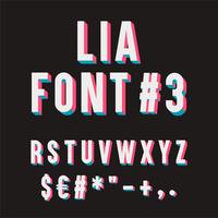 Lia Font # 3. Conjunto tipografía 3D. vector