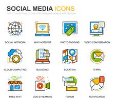Simple Set Social Media and Network Line Icons for Website and Mobile Apps